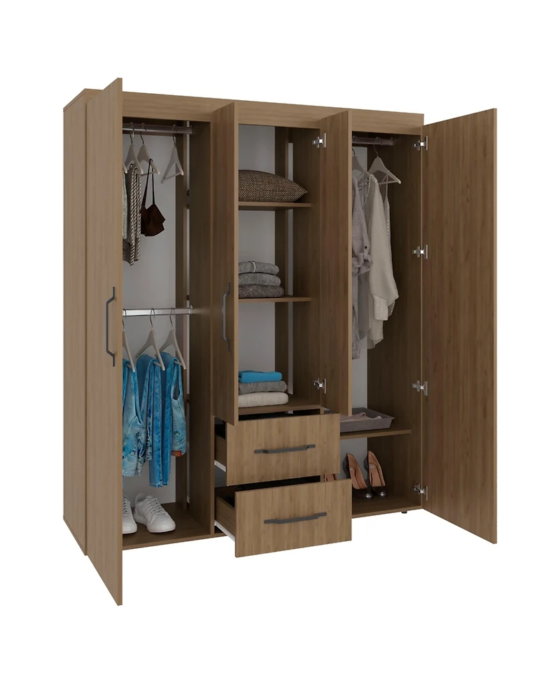 Fm Furniture Extremoduro 4-Door Wardrobe with Drawers and Shelves for Storage, Modern Design