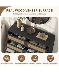 gaomon 46" Wide Rattan Dresser,6 Drawer Dresser for Bedroom,Dressers and Chests of Drawers,Modern Chest Drawers Bedroom,Living Room,Hallway