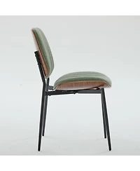 Rainsken Linen Dining Chairs Set of 2, Retro Upholstered Kitchen Chairs with Bentwood Back and Adjustable Feet