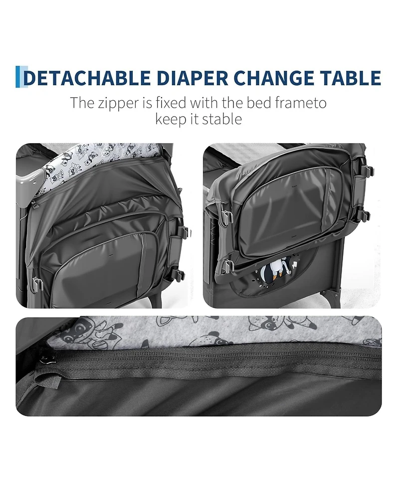 gaomon 4 1 Baby Bassinet and Playard with Changing Table Toy Bar