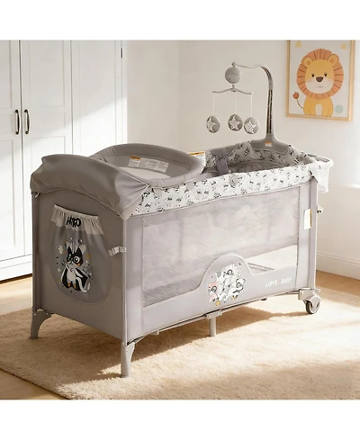 gaomon 4 in 1 Baby Bassinet and Playard with Changing Table and Toy Bar