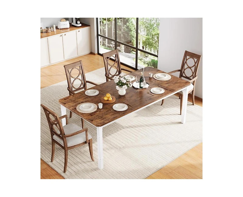gaomon Industrial 6-8 Person Dining Table with Metal Legs