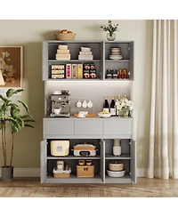 gaomon Kitchen Pantry Cabinet,71 in Tall Storage Cabinet with DoorsandShelves Adjustable, Kitchen Storage Hutch with Microwave Shelf