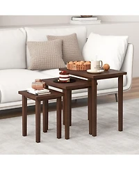Gymax Nesting End Tables Farmhouse Rectangle Side Table Set for Living Room