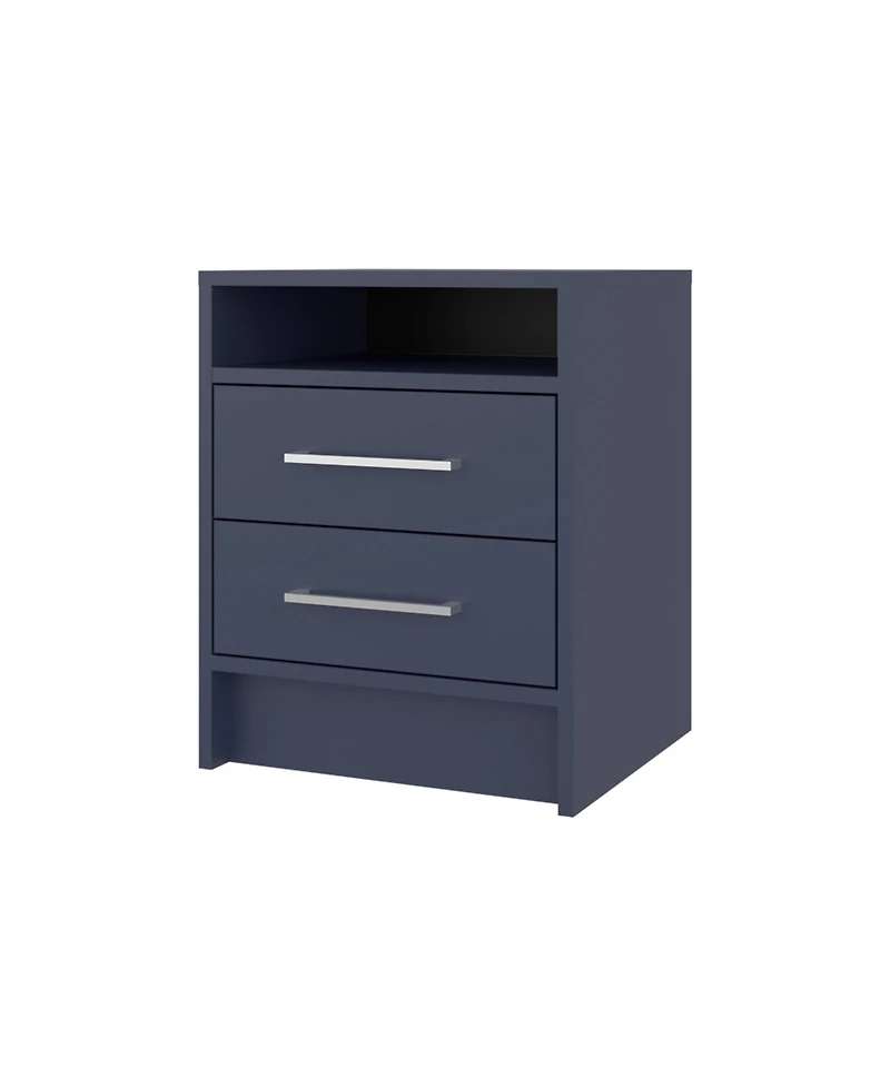 Fm Furniture Nightstand, 2 Drawers, Open Shelf, Modern Bedroom Storage