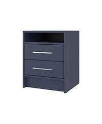 Fm Furniture Nightstand, 2 Drawers, Open Shelf, Modern Bedroom Storage