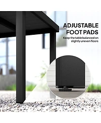 Outsunny Outdoor Dining Table for 4 Person, Square, Aluminum Metal Legs for Garden, Lawn, Patio, Woodgrain Black
