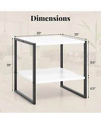 Gymax 20'' 2-Tier End Table w/ Storage Shelf Reversible Design for Living Room