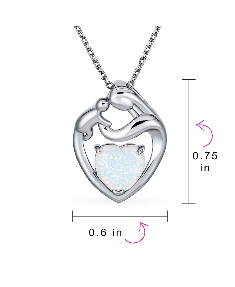 Bling Jewelry Opal Heart Loving Mother Family Necklace Pendant Rose Gold Plated Silver