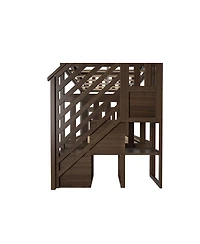 Max and Lily Bed Frame, Farmhouse Solid Wood Platform with Slatted Headboard