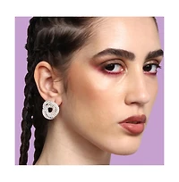 Sohi Women's Black Wrap Stud Earrings