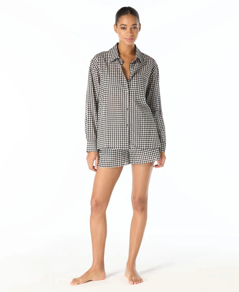 Michael Kors Women's Button-Down Swim Cover Up Shirt