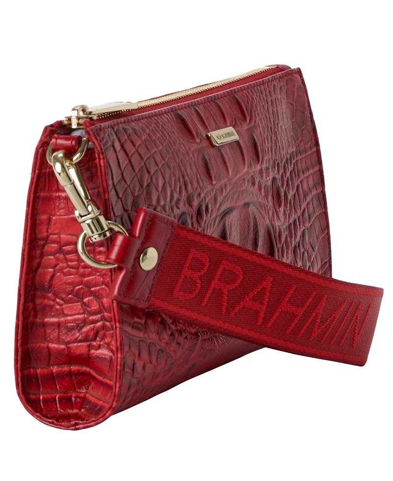 Brahmin Adia Croc-Embossed Small Zippered Wristlet