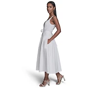 Karl Lagerfeld Paris Women's 3D Floral Drop Waist A-Line Midi Dress