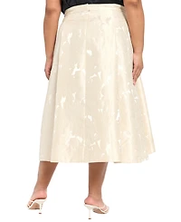 Muse Plus Polyester Box Pleat Midi Skirt