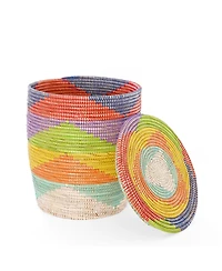 African Modern, Rainbow Mountains Flat Lidded Hampers, Set of 2