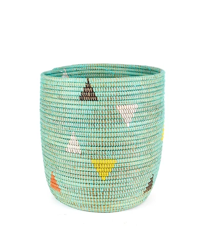 African Modern, Aqua Teranga Triangles Bath Bin Basket
