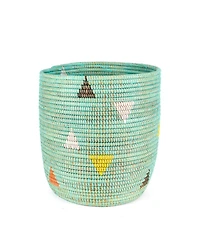 African Modern, Aqua Teranga Triangles Bath Bin Basket