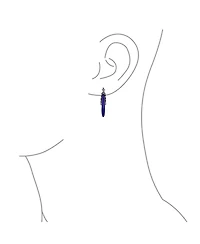 Bling Jewelry Lapis Turquoise Onyx Round Half Crescent Hoop Earrings Milgrain Sterling Silver Setting