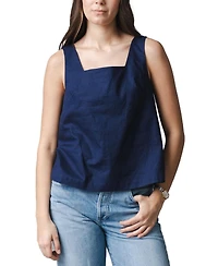 Hope & Henry Women's Linen Square Neck Tank