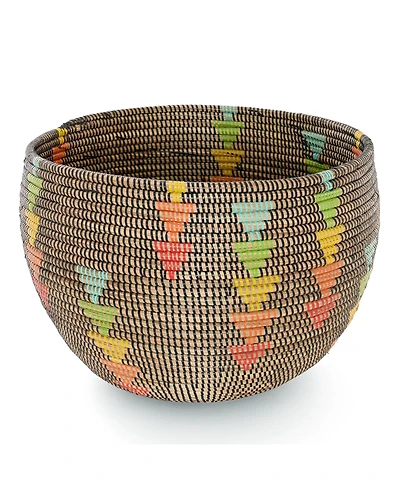 African Modern, Prism Triangles Deep Storage Bowl Basket