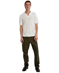 Karl Lagerfeld Paris Men's Open Weave Johnny Collar Polo Shirt