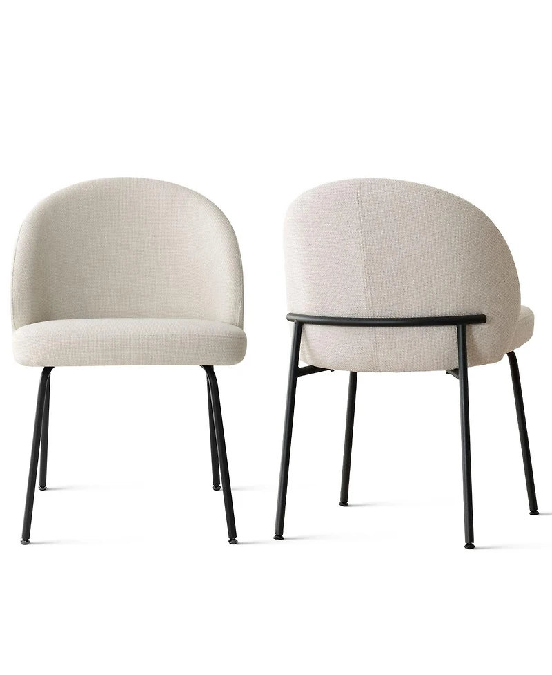 Maison Boucle Modern Upholstered Dining Side Chairs Set of 2, Metal Legs