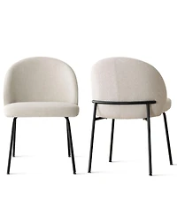 Maison Boucle Modern Upholstered Dining Side Chairs Set of 2, Metal Legs