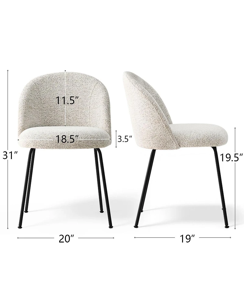 Maison Boucle 19.5" Seat Height Fabric Dining Side Chairs Set of 4, Metal Legs