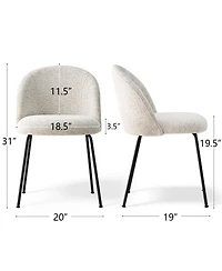 Maison Boucle 19.5" Seat Height Fabric Dining Side Chairs Set of 4, Metal Legs