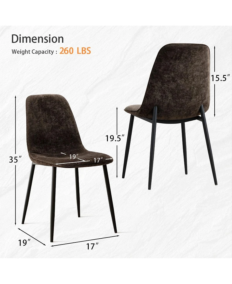 Maison Boucle Modern Chenille Upholstered Dining Chairs Set of 4, Metal Legs