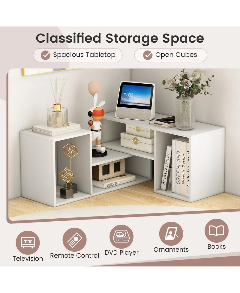 Sugift 2 Pieces Adjustable Tv Stand for TVs up to 55 Inch with Storage Cubes