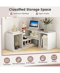 Sugift 2 Pieces Adjustable Tv Stand for TVs up to 55 Inch with Storage Cubes