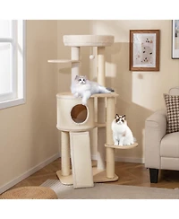 Cozito Cat Tree 56 in Wooden with 2 Sisal Posts and Ladder