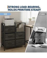 gaomon Lateral File Cabinet with 5 Fabric Drawers - 24.8" Filing Cabinet, Rustic Printer Stand, Cabinet