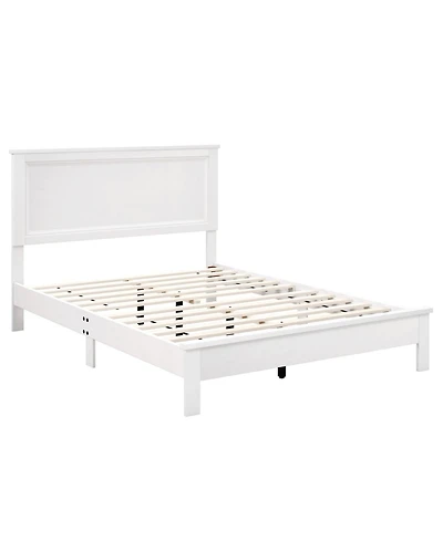 Slickblue Modern Platform Bed Frame with Tall Headboard, Strong Slat Support, Noise Free Design