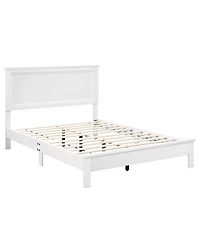 Slickblue Modern Platform Bed Frame with Tall Headboard, Strong Slat Support, Noise Free Design