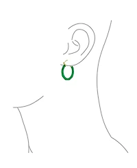 Bling Jewelry Big Bamboo Design Jade Hoop Earrings Gold Plated Sterling Silver 1.2 Inch Diameter
