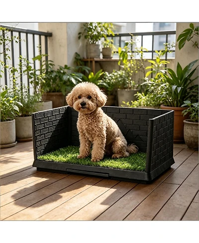 Aostirmotor Pet Toilet,Dog Grass Pad with Semi-Enclosed Walls