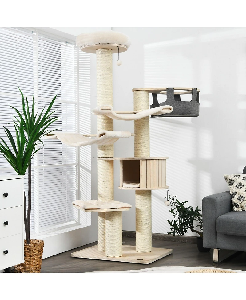 Cozito Cat Tree 77.5 in Multi-Level Tower with Condo Sisal Posts