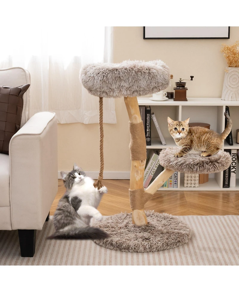 Cozito Cat Tree Modern Wooden with Perch and Jute Scratch Posts