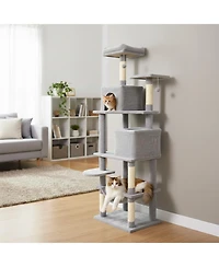 Cozito Cat Tree 58 inch Modern with Upholstered Perch and 2 Condos