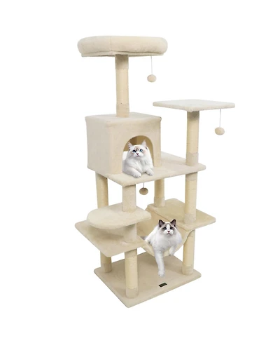 Cozito Cat Tree 58 in Soft Plush Multi-Level with Top Perch