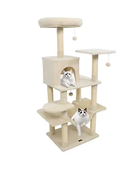 Cozito Cat Tree 58 in Soft Plush Multi-Level with Top Perch
