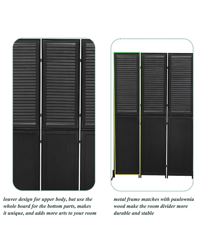 Rainsken 6Ft Tall Room Divider 3 Panel, Natural Wood Folding Privacy Screen, Freestanding Room Partition for Home and Office, Easy Assembly Room