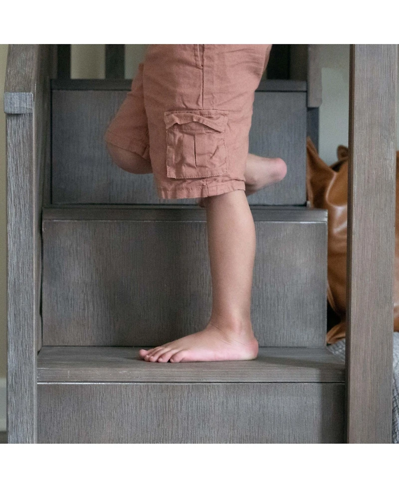 Max & Lily Solid Wood Low Bunk Bed for Kids with Staircase