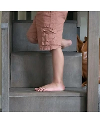 Max & Lily Solid Wood Low Bunk Bed for Kids with Staircase