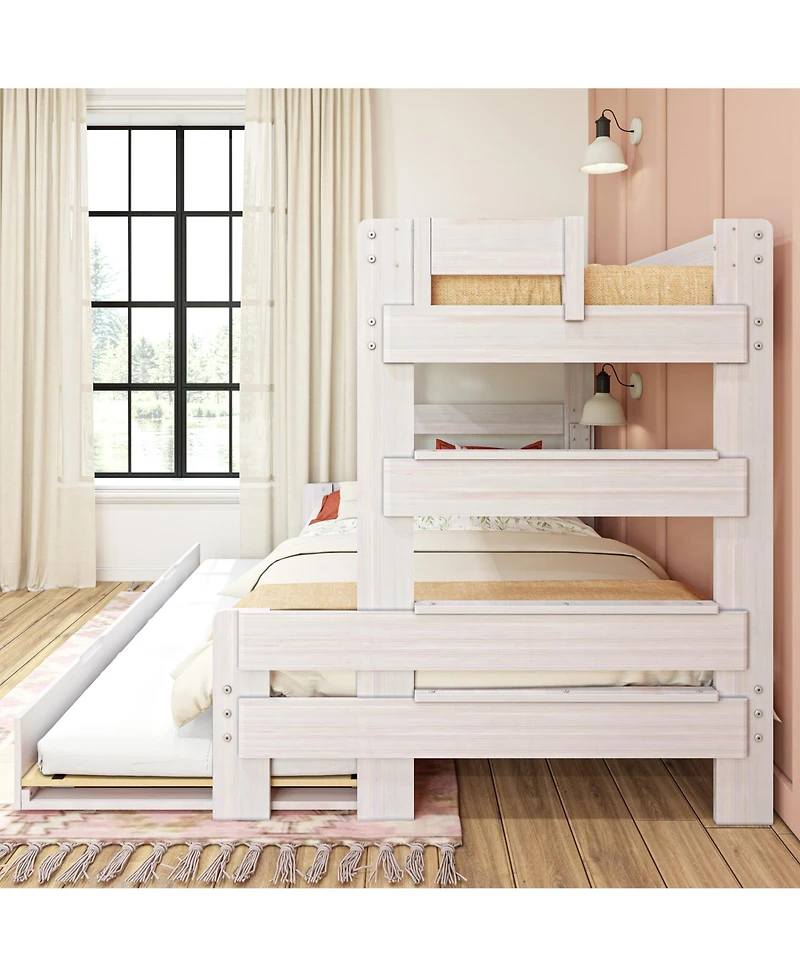 Max & Lily Farmhouse Twin over Full Bunk Bed with Trundle