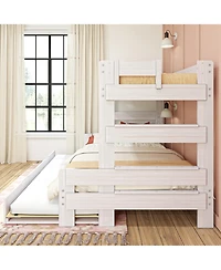 Max & Lily Farmhouse Twin over Full Bunk Bed with Trundle