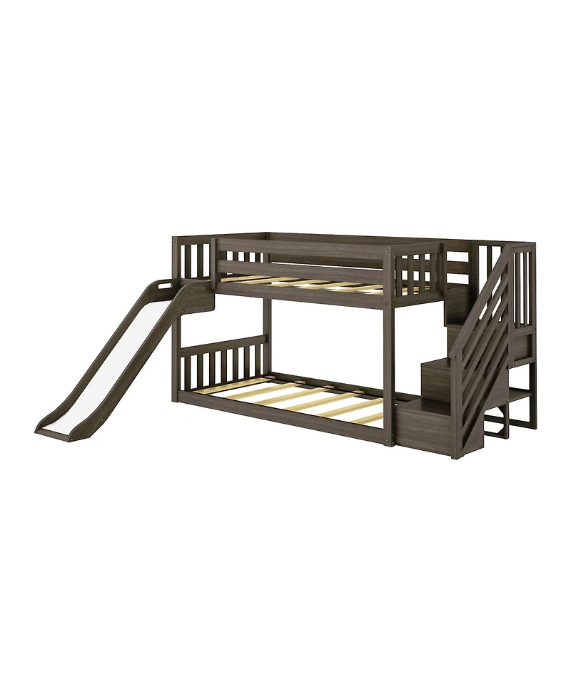 Max and Lily Low Bunk With Stairs, Easy Slide Orange Camper Van Curtain